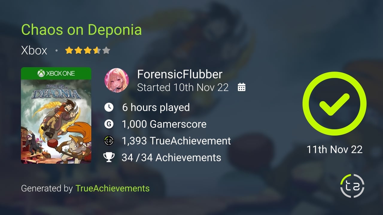 Chaos on Deponia achievement summary